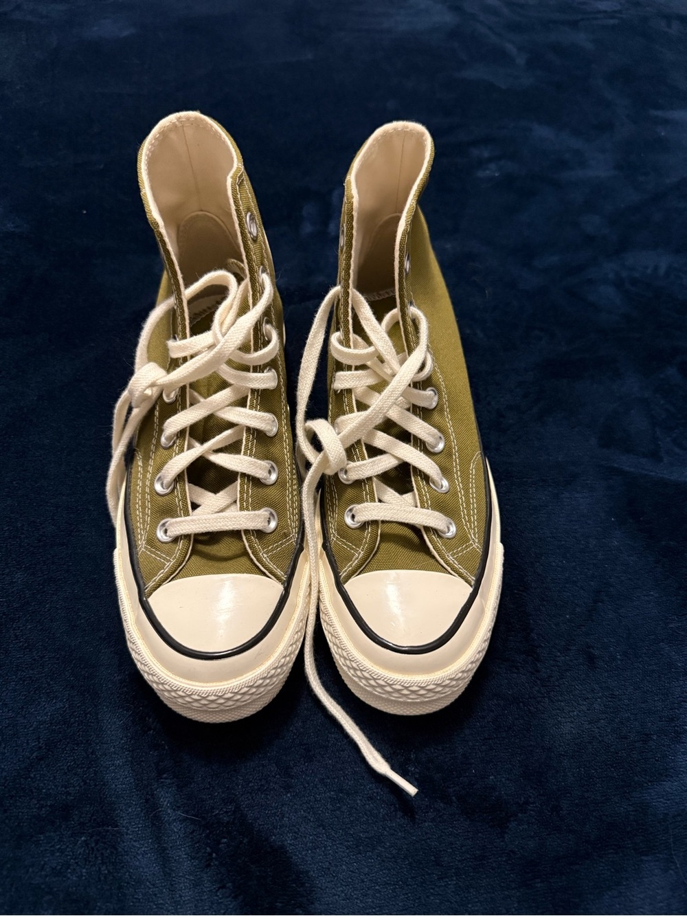 Converse High-Top Sneakers in Olive Green and White